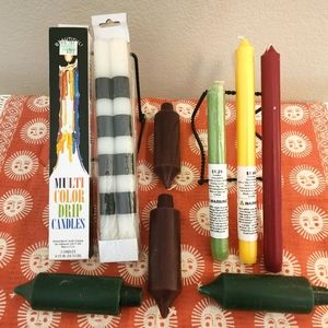 11 Various New Candles - Multi Color Drip, Black & White & More